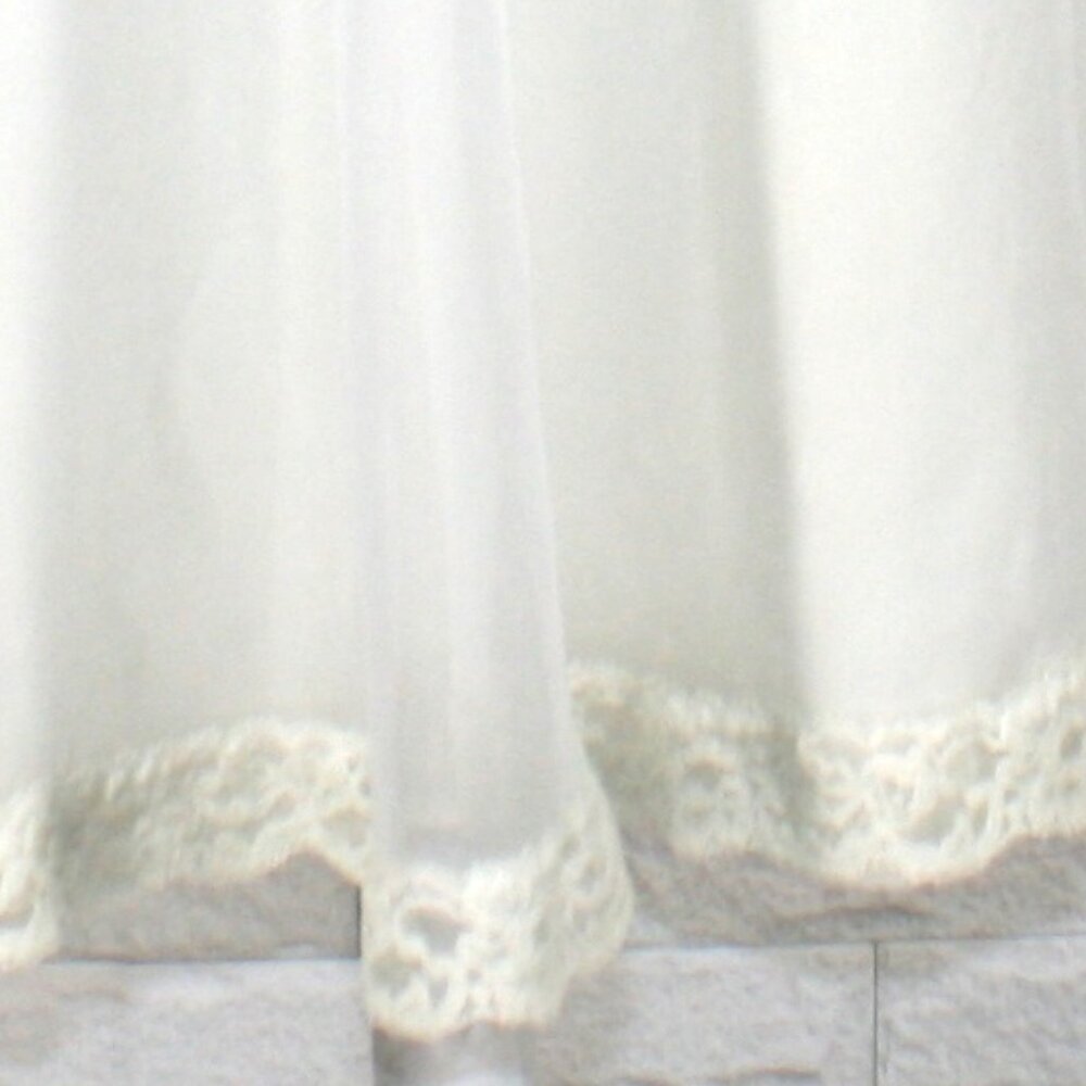 VINTAGE Nightgown Chemise Negligee Sheer Chiffon Layered Lace Appliques White L - Picture 5 of 14